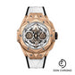Hublot Big Bang Sang Bleu II King Gold White Watch - 45 mm - White Skeleton Dial - White and Black Rubber Strap-418.OX.2001.RX.MXM20