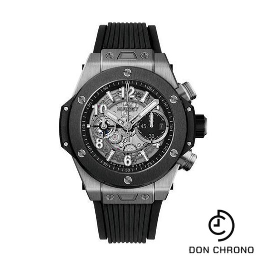 Hublot Big Bang Unico Titanium Ceramic Watch - 44 mm - Black Skeleton Dial - Black Rubber Strap-421.NM.1170.RX