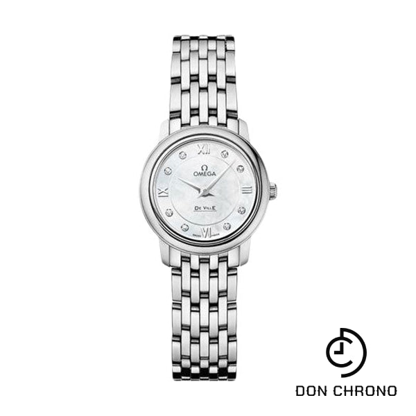 Omega De Ville Prestige Quartz Watch - 24.4 mm Steel Case - Mother-Of-Pearl Diamond Dial - 424.10.24.60.55.001