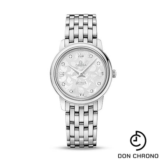 Omega De Ville Prestige Quartz Watch - 27.4 mm Steel Case - Silver Diamond Dial - 424.10.27.60.52.001