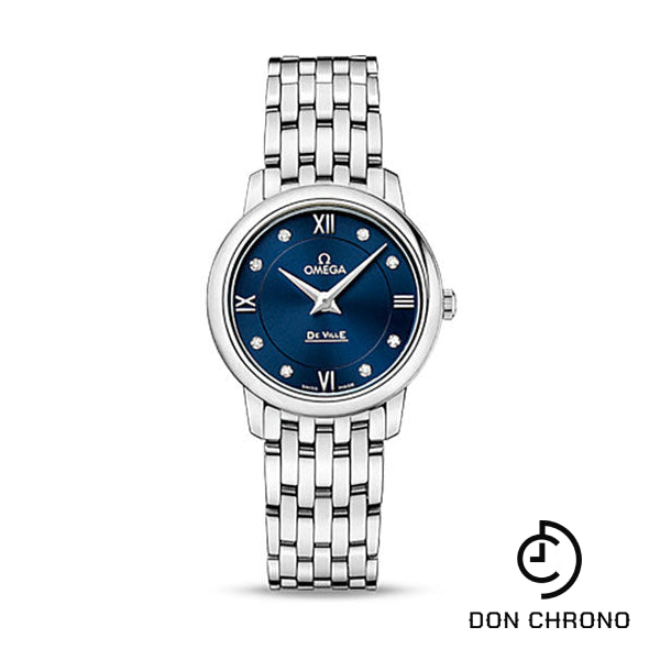 Omega De Ville Prestige Quartz Watch - 27.4 mm Steel Case - Blue Diamond Dial - 424.10.27.60.53.001