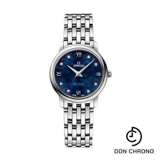 Omega De Ville Prestige Quartz Orbis Watch - 27.4 mm Steel Case - Blue Dial - 424.10.27.60.53.003