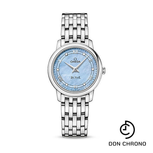 Omega De Ville Prestige Quartz Watch - 27.4 mm Steel Case - Blue Diamond Dial - 424.10.27.60.57.001