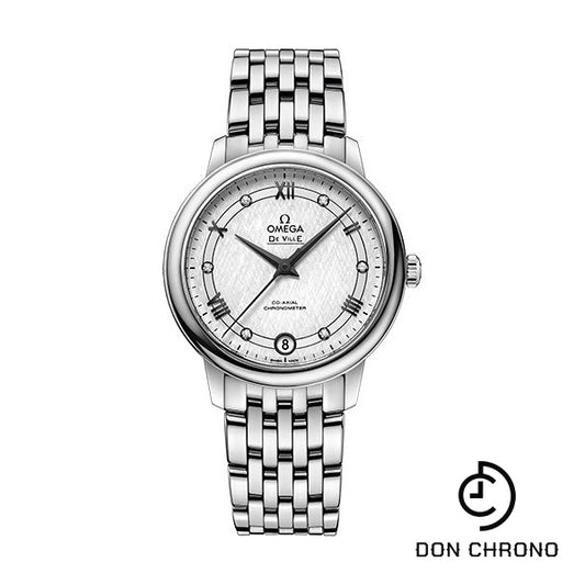 Omega De Ville Prestige Co-Axial Watch - 32.7 mm Steel Case - White Silvery Dial - 424.10.33.20.52.002