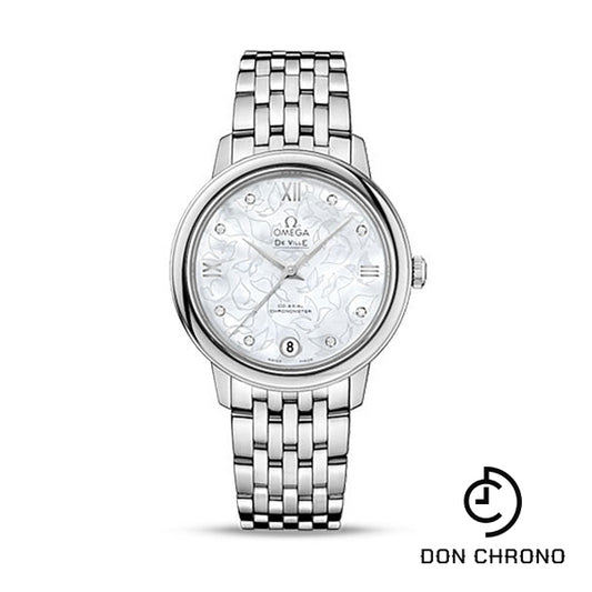 Omega De Ville Prestige Co-Axial Watch - 32.7 mm Steel Case - Mother-Of-Pearl Diamond Dial - 424.10.33.20.55.001