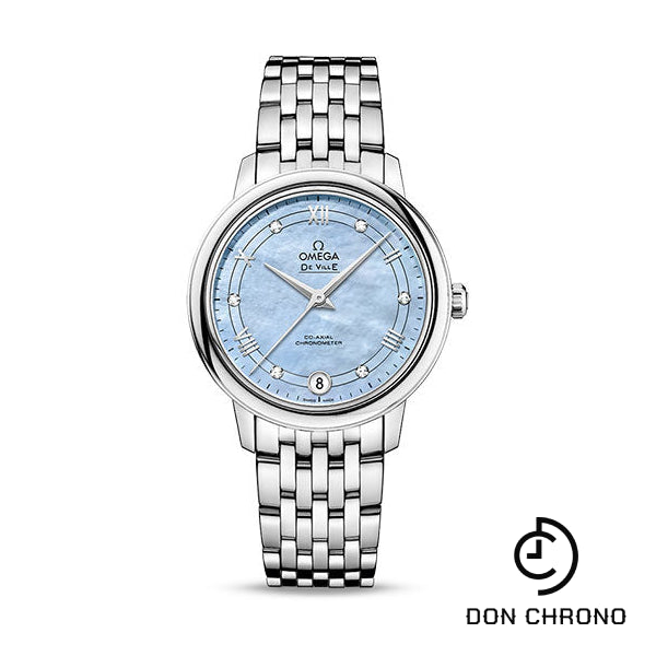 Omega De Ville Prestige Co-Axial Watch - 32.7 mm Steel Case - Blue Diamond Dial - 424.10.33.20.57.001