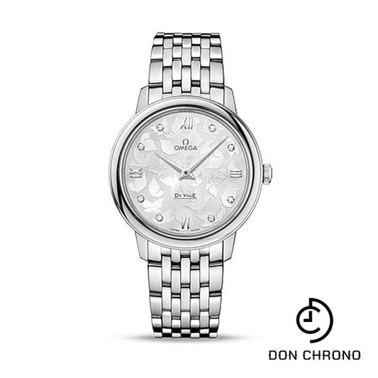 Omega De Ville Prestige Quartz Watch - 32.7 mm Steel Case - Silver Diamond Dial - 424.10.33.60.52.001