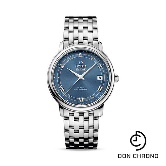 Omega De Ville Prestige Co-Axial Watch - 36.8 mm Steel Case - Blue Dial - 424.10.37.20.03.002