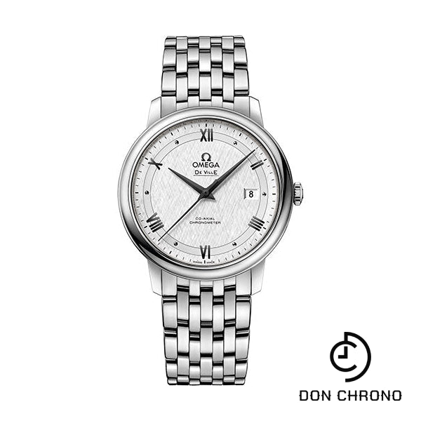 Omega De Ville Prestige Co-Axial Watch - 39.5 mm Steel Case - White Silvery Dial - 424.10.40.20.02.005