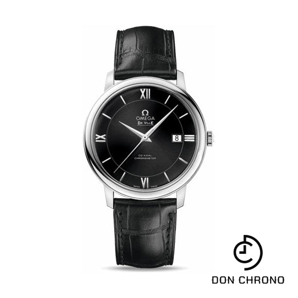 Omega De Ville Prestige Co-Axial Watch - 39.5 mm Steel Case - Black Dial - Black Leather Strap - 424.13.40.20.01.001