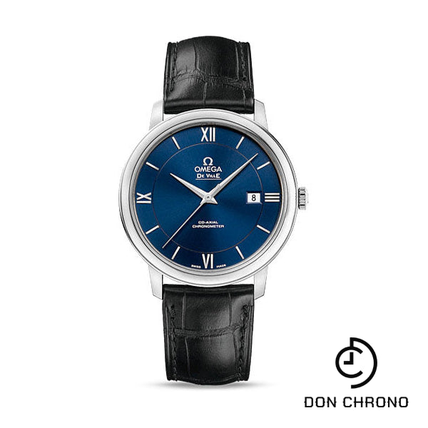 Omega De Ville Prestige Co-Axial Watch - 39.5 mm Steel Case - Blue Dial - Black Leather Strap - 424.13.40.20.03.001