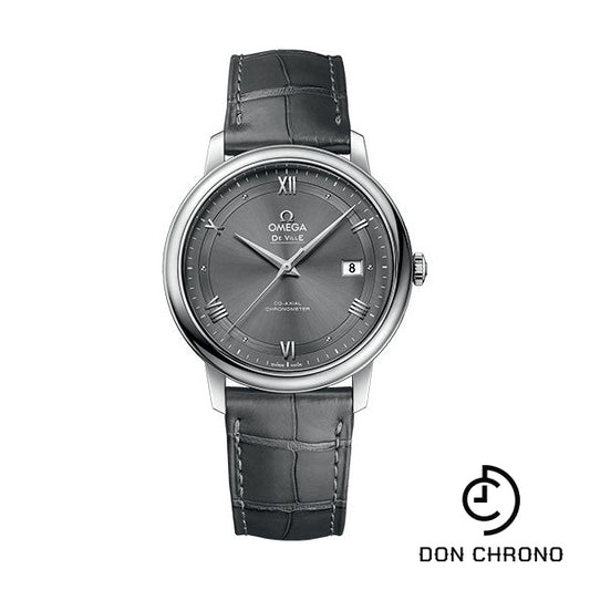 Omega De Ville Prestige Co-Axial Watch - 39.5 mm Steel Case - Grey Dial - Grey Leather Strap - 424.13.40.20.06.001