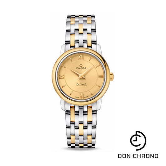 Omega De Ville Prestige Quartz Watch - 27.4 mm Steel And Yellow Gold Case - Champagne Dial - 424.20.27.60.08.001