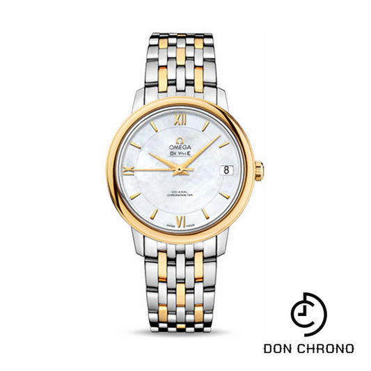 Omega De Ville Prestige Co-Axial Watch - 32.7 mm Steel And Yellow Gold Case - Mother-Of-Pearl Dial - 424.20.33.20.05.001