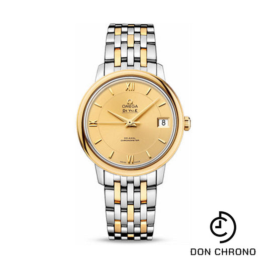 Omega De Ville Prestige Co-Axial Watch - 32.7 mm Steel And Yellow Gold Case - Champagne Dial - 424.20.33.20.08.001