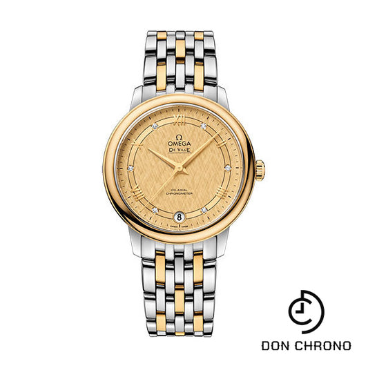 Omega De Ville Prestige Co-Axial Watch - 32.7 mm Steel And Yellow Gold Case - Champagne Dial - 424.20.33.20.58.003