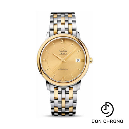 Omega De Ville Prestige Co-Axial Watch - 36.8 mm Steel And Yellow Gold Case - Champagne Dial - 424.20.37.20.08.001