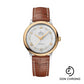 Omega De Ville Prestige Co-Axial Watch - 32.7 mm Steel And Yellow Gold Case - White Silvery Dial - Light Brown Leather Strap - 424.23.33.20.52.001