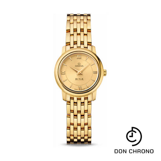 Omega De Ville Prestige Quartz Watch - 24.4 mm Yellow Gold Case - Champagne Dial - 424.50.24.60.08.001