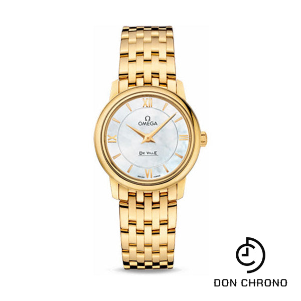 Omega De Ville Prestige Quartz Watch - 27.4 mm Yellow Gold Case - Mother-Of-Pearl Dial - 424.50.27.60.05.001