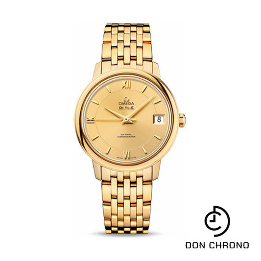 Omega De Ville Prestige Co-Axial Watch - 32.7 mm Yellow Gold Case - Champagne Dial - 424.50.33.20.08.001