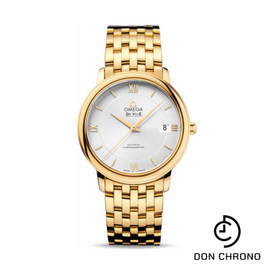 Omega De Ville Prestige Co-Axial Watch - 36.8 mm Yellow Gold Case - Silver Dial - 424.50.37.20.02.002