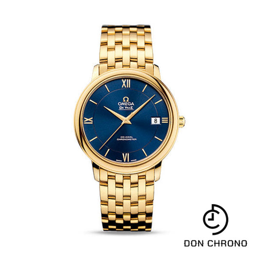 Omega De Ville Prestige Co-Axial Watch - 36.8 mm Yellow Gold Case - Blue Dial - 424.50.37.20.03.001