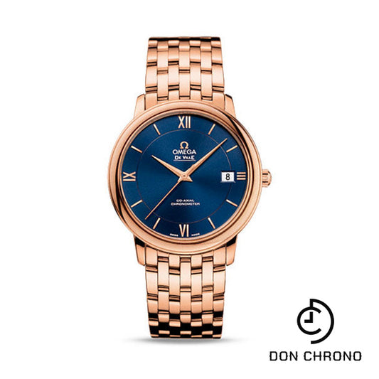 Omega De Ville Prestige Co-Axial Watch - 36.8 mm Red Gold Case - Blue Dial - 424.50.37.20.03.002