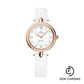 Omega De Ville Prestige Quartz Dewdrop Watch - 27.4 mm Red Gold Case - Radiant Diamond Paved Bezel - Mother-Of-Pearl Dial - White Leather Strap - 424.58.27.60.55.002