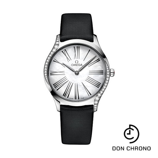 Omega De Ville Tresor Quartz Watch - 36 mm Steel Case - Mother-Of-Pearl Dial - Black Fabric Strap - 428.17.36.60.05.001