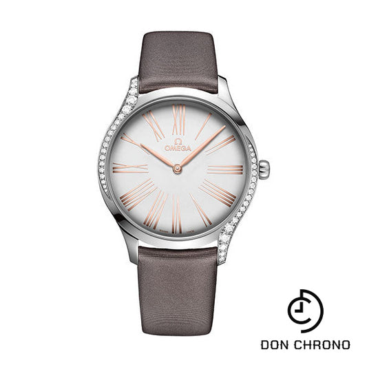 Omega De Ville Tresor Quartz Watch - 39 mm Steel Case - Silver Dial - Grey Fabric Strap - 428.17.39.60.02.001