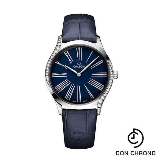 Omega De Ville Tresor Quartz Watch - 36 mm Steel Case - Blue Dial - Blue Leather Strap - 428.18.36.60.03.001