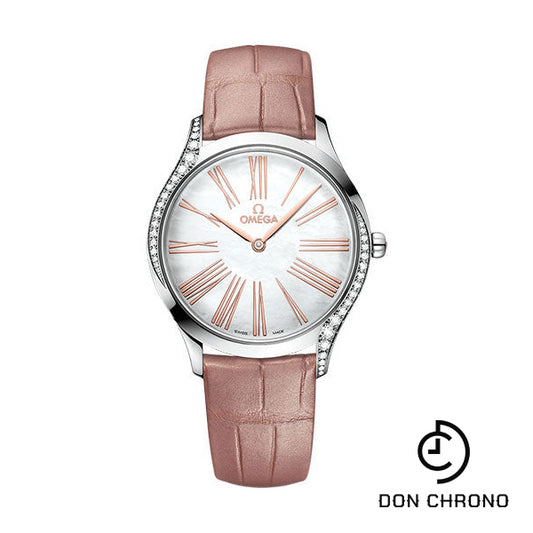 Omega De Ville Tresor Quartz - 36 mm Steel Case - Lacquered White Mother-Of-Pearl Dial - Nude Leather Strap - 428.18.36.60.05.002