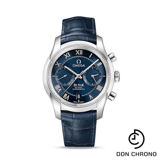 Omega De Ville Co-Axial Chronograph Watch - 42 mm Steel Case - Blue Dial - Blue Leather Strap - 431.13.42.51.03.001