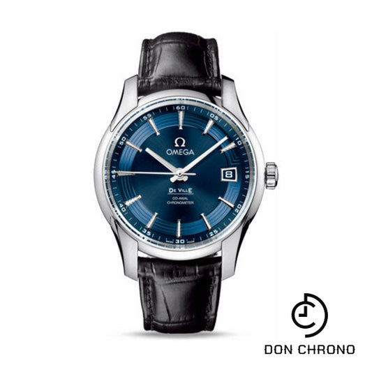 Omega De Ville Hour Vision Watch - 41 mm Steel Case - Blue Dial - Black Leather Strap - 431.33.41.21.03.001