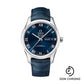 Omega De Ville Hour Vision Co-Axial Master Chronometer Annual Calendar Watch - 41 mm Steel Case - Two-Zone Blue Dial - Blue Leather Strap - 433.13.41.22.03.001
