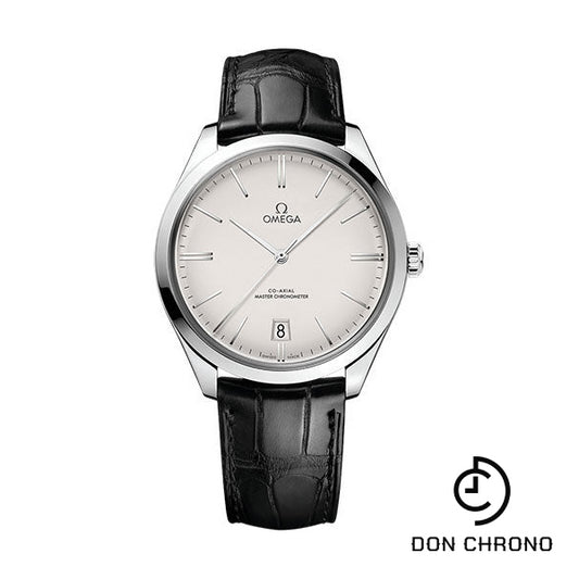 Omega De Ville Tresor Omega Co-Axial Master Chronometer - 40 mm Steel Case - Opaline Silvery Dial - Black Leather Strap - 435.13.40.21.02.001