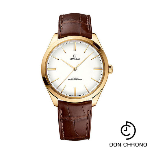 Omega De Ville Tresor Omega Co-Axial Master Chronometer - 40 mm Yellow Gold Case - Ivory Enamel Dial - Brown Leather Strap - 435.53.40.21.09.001