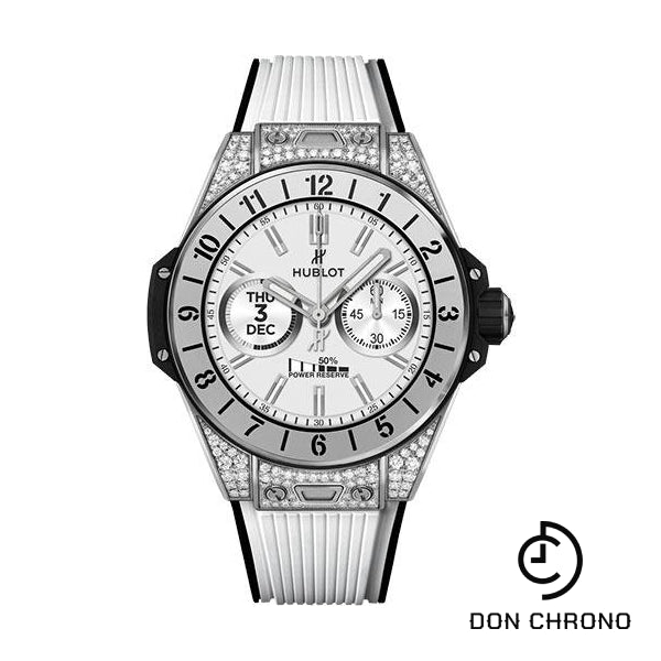 Hublot Big Bang e Titanium White Diamonds Watch - 42 mm - Digital Hublot Dial - Black and White Rubber Strap-440.NX.1101.RW.1704