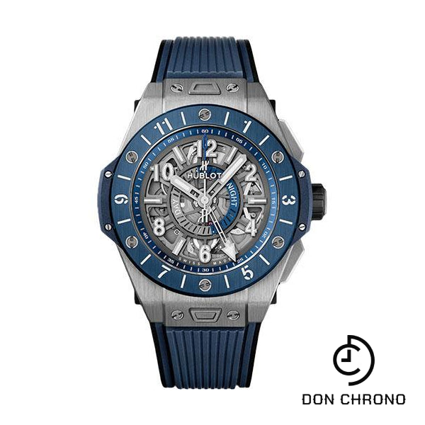 Hublot Big Bang Unico Gmt Titanium Blue Ceramic Watch - 45 mm - Blue And Anthracite Grey Skeleton Dial-471.NL.7112.RX