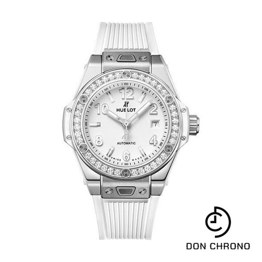 Hublot Big Bang One Click Steel White Diamonds Watch - 33 mm - White Dial - White Rubber Strap-485.SE.2010.RW.1204