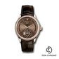 Rolex Cellini Dual Time Watch - Everose - Brown Dial - Brown Leather Strap - 50525 brbr