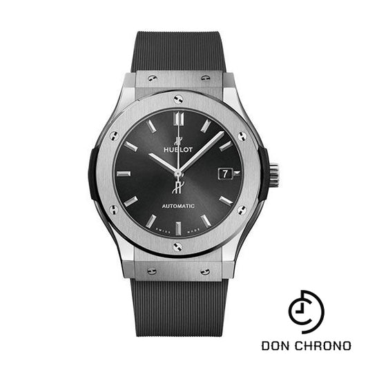 Hublot Classic Fusion Racing Grey Titanium Watch - 45 mm - Gray Dial - Gray Lined Rubber Strap-511.NX.7071.RX