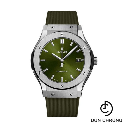 Hublot Classic Fusion Titanium Green Watch - 45 mm - Green Dial - Green Lined Rubber Strap-511.NX.8970.RX