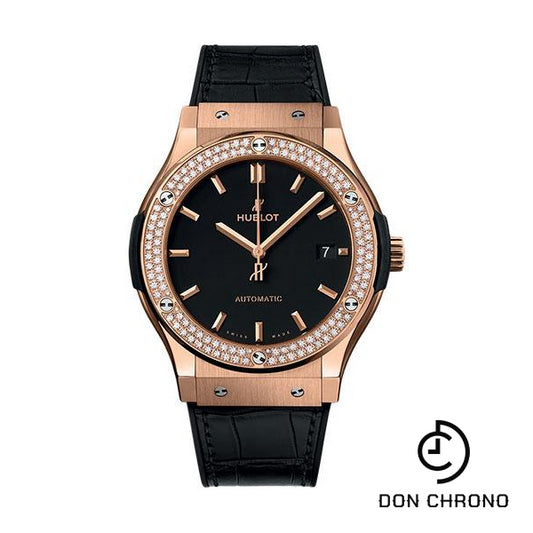 Hublot Classic Fusion King Gold Diamonds Watch - 45 mm - Black Dial-511.OX.1181.LR.1104