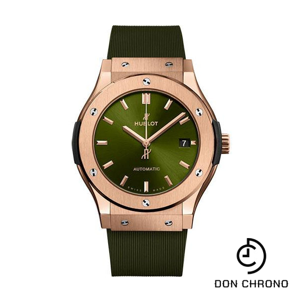 Hublot Classic Fusion King Gold Green Watch - 45 mm - Green Dial - Green Lined Rubber Strap-511.OX.8980.RX