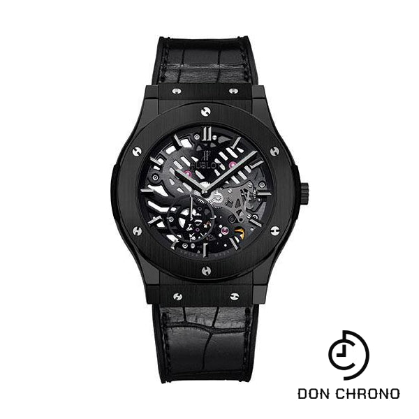 Hublot Classic Fusion Extra Thin Skeleton Black Ceramic Watch 515.CM.0 DonChrono