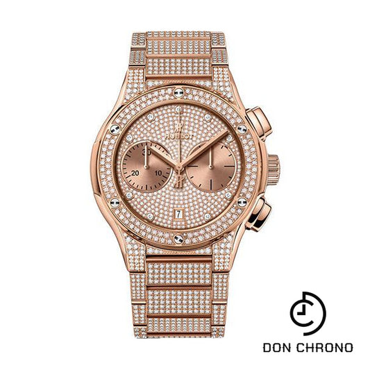 Hublot Classic Fusion Chronograph King Gold Full Pave Bracelet Watch - 45 mm - Gem Set Dial-520.OX.9010.OX.3704