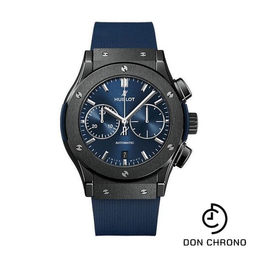 Hublot Classic Fusion Ceramic Blue Chronograph Watch - 45 mm - Blue Dial - Blue Lined Rubber Strap-521.CM.7170.RX