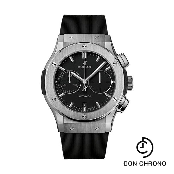 Hublot Classic Fusion Chronograph Titanium Watch - 45 mm - Black Dial - Black Lined Rubber Strap-521.NX.1171.RX